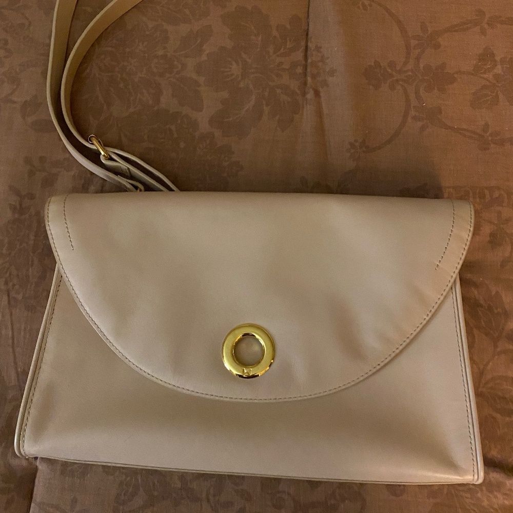 Halston Heritage Clutch Crossbody in cream leather